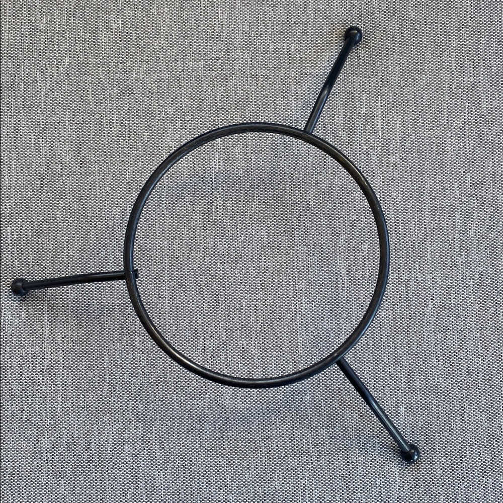 Roselane  mid-century modern Aqua Marine 14” aqua Bowl Wrought Iron Stand - Picture 7 of 9